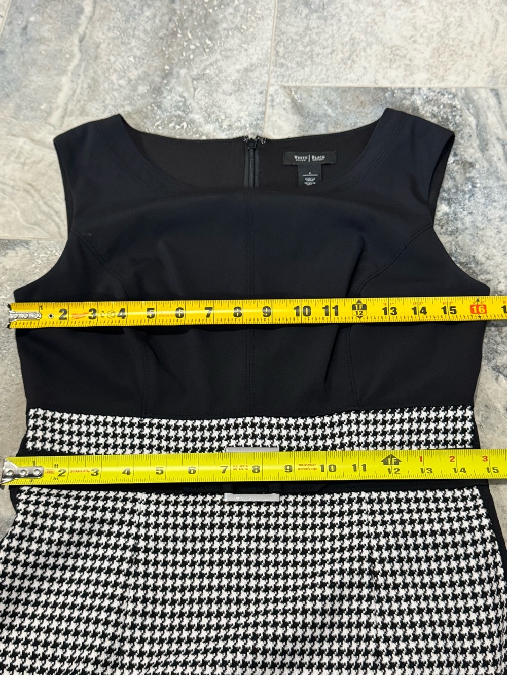 White House Black Market Black & White Houndstooth Midi Sheath Dress - Picture 6 of 8